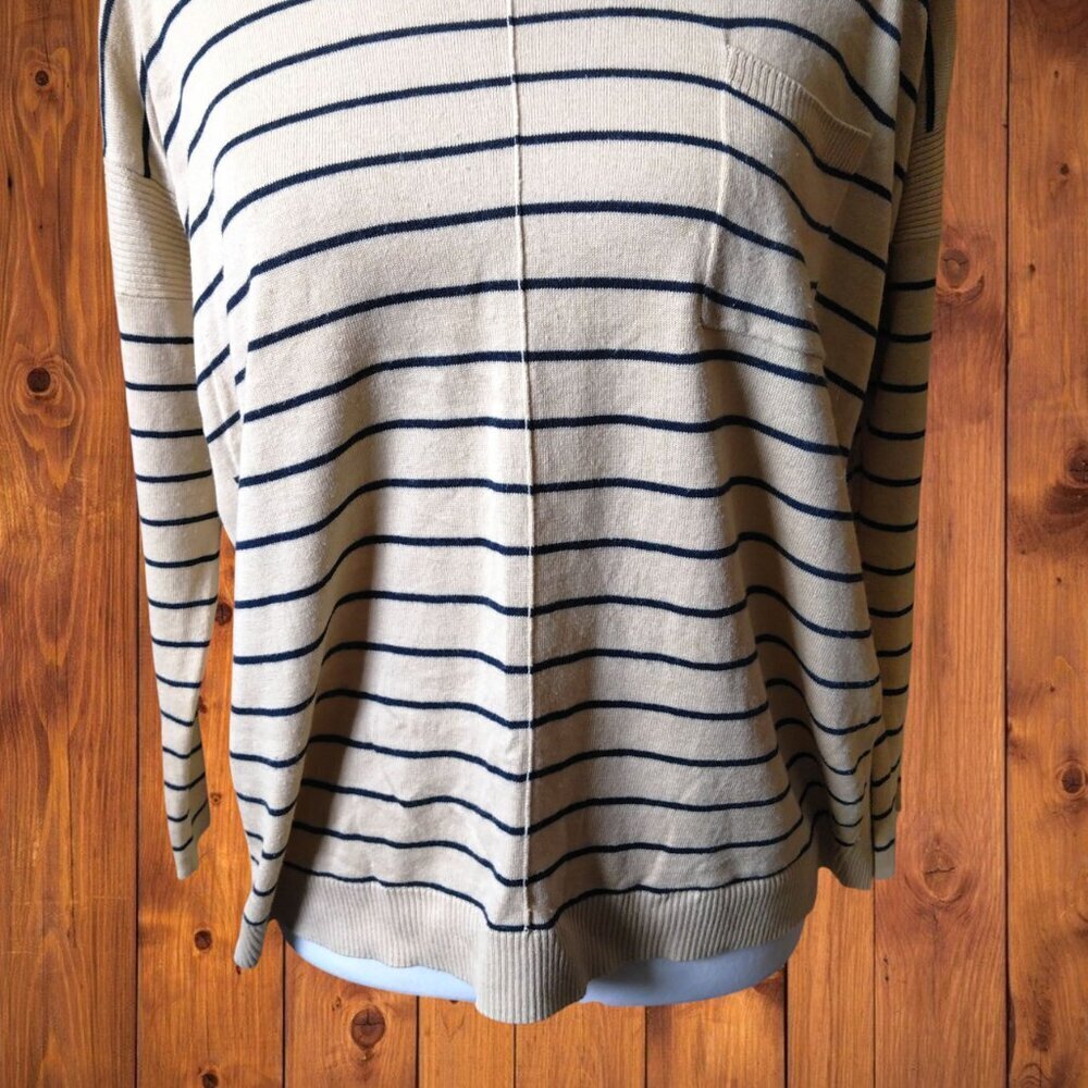CLUB MONACO Striped Silk Blend 3/4 Sleeve Sweater Pocket Size Small Pullover - Picture 5 of 7